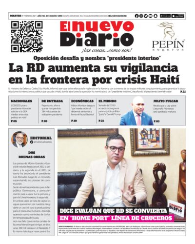 Portada Periódico El Nuevo Diario, Martes 09 de Febrero, 2021