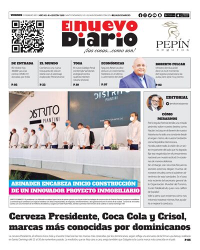 Portada Periódico El Nuevo Diario, Viernes 19 de Febrero, 2021