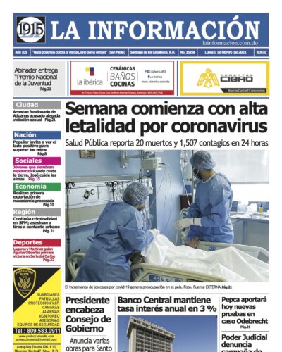 Portada Periódico La Información, Lunes 01 de Febrero, 2021