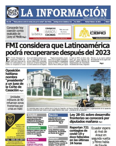 Portada Periódico La Información, Martes 09 de Febrero, 2021