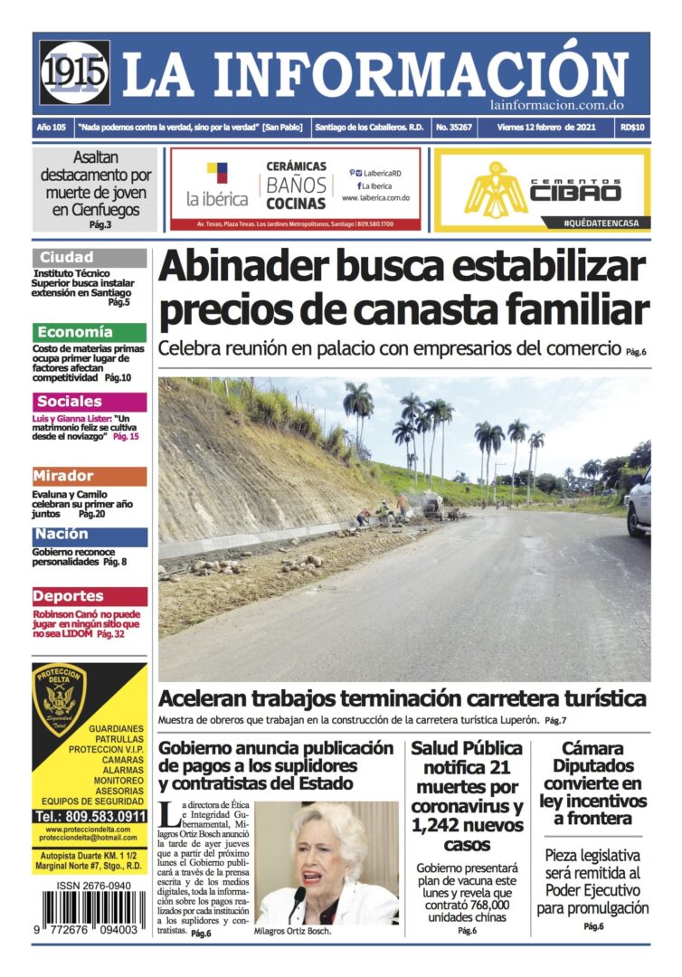 Portada Periódico La Información, Viernes 12 de Febrero, 2021