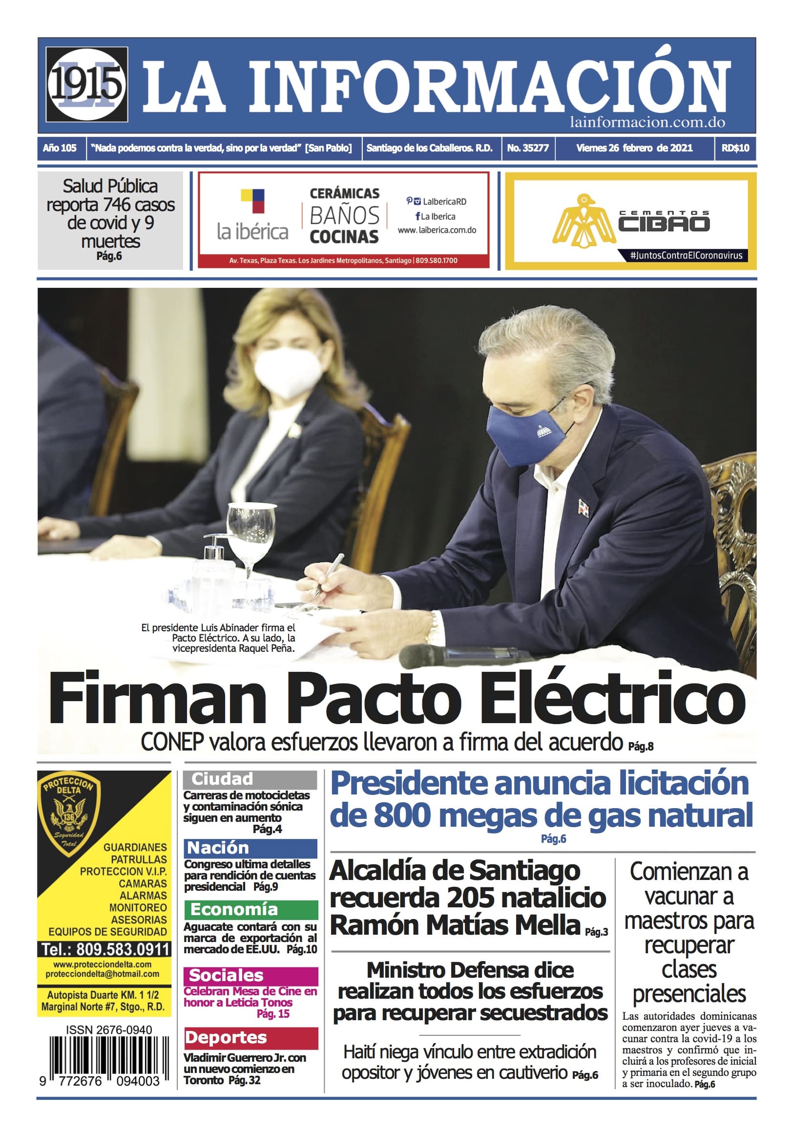 Portada Periódico La Información, Viernes 26 de Febrero, 2021