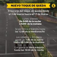 Nuevo Horario de Toque De Queda – Lunes 01 de Marzo, 2021
