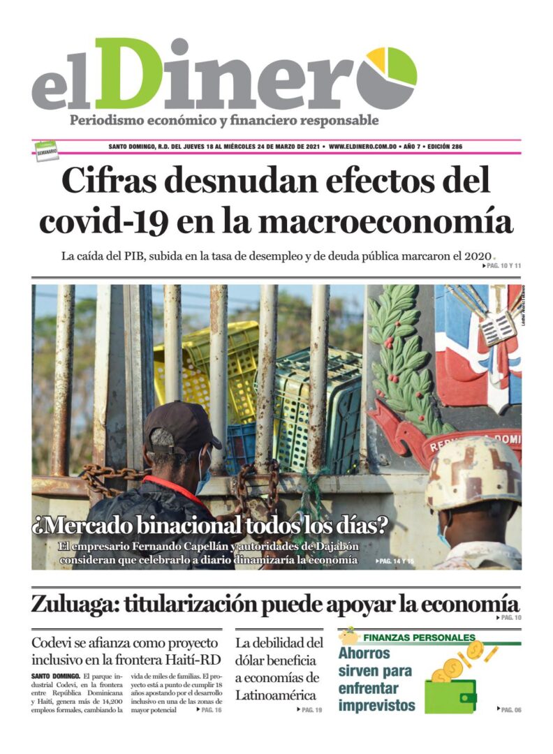 Portada Periódico El Dinero, Jueves 18 de Marzo, 2021