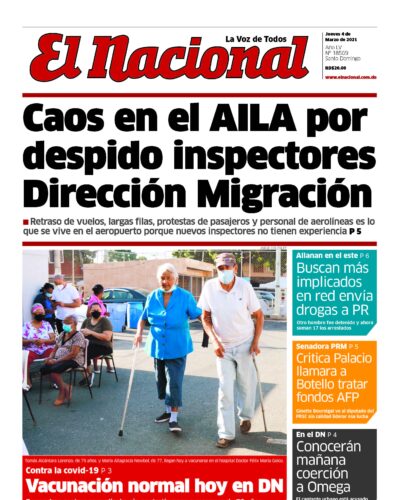 Portada Periódico El Nacional, Jueves 04 de Marzo, 2021