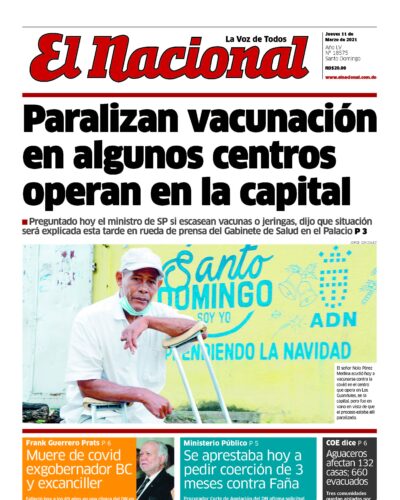 Portada Periódico El Nacional, Jueves 11 de Marzo, 2021