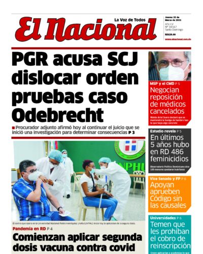 Portada Periódico El Nacional, Jueves 25 de Marzo, 2021