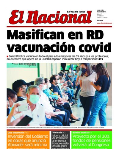 Portada Periódico El Nacional, Lunes 01 de Marzo, 2021