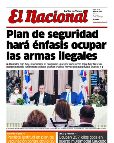Portada Periódico El Nacional, Lunes 22 de Marzo, 2021