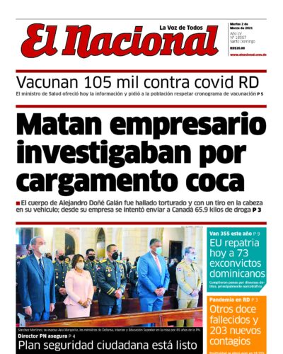 Portada Periódico El Nacional, Martes 02 de Marzo, 2021