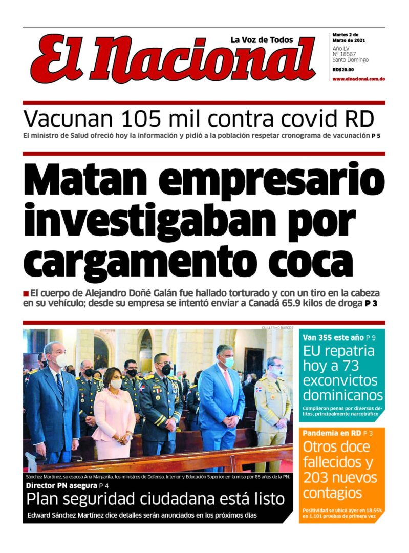 Portada Periódico El Nacional, Martes 02 de Marzo, 2021