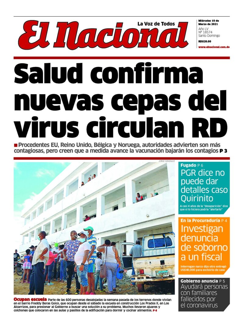 Portada Periódico El Nacional, Miércoles 10 de Marzo, 2021