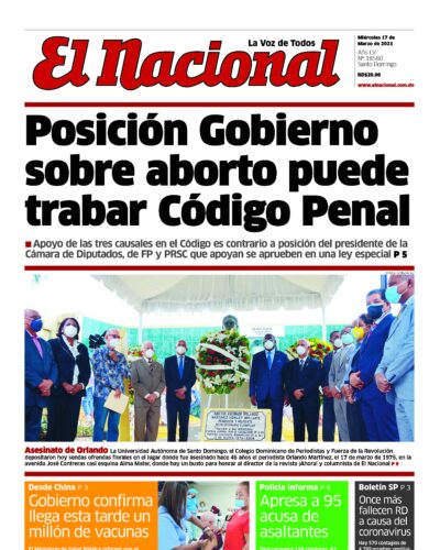 Portada Periódico El Nacional, Miércoles 17 de Marzo, 2021