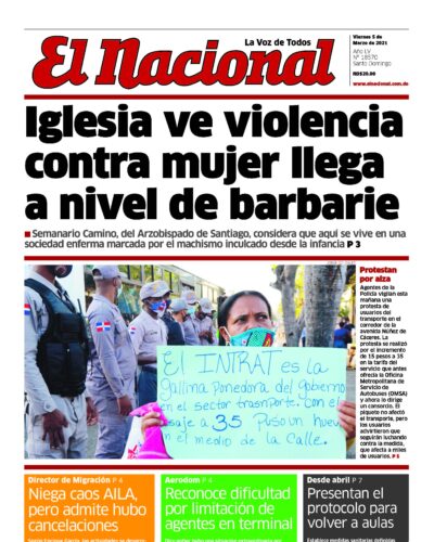 Portada Periódico El Nacional, Viernes 05 de Marzo, 2021