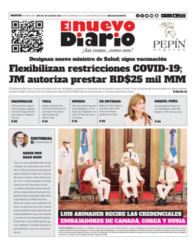 Portada Periódico El Nuevo Diario, Martes 02 de Marzo, 2021