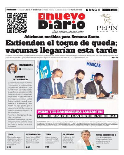 Portada Periódico El Nuevo Diario, Miércoles 17 de Marzo, 2021