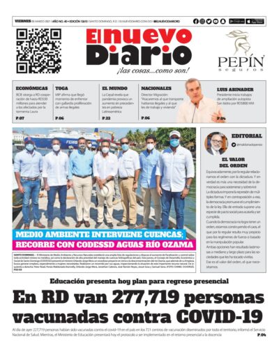 Portada Periódico El Nuevo Diario, Viernes 05 de Marzo, 2021