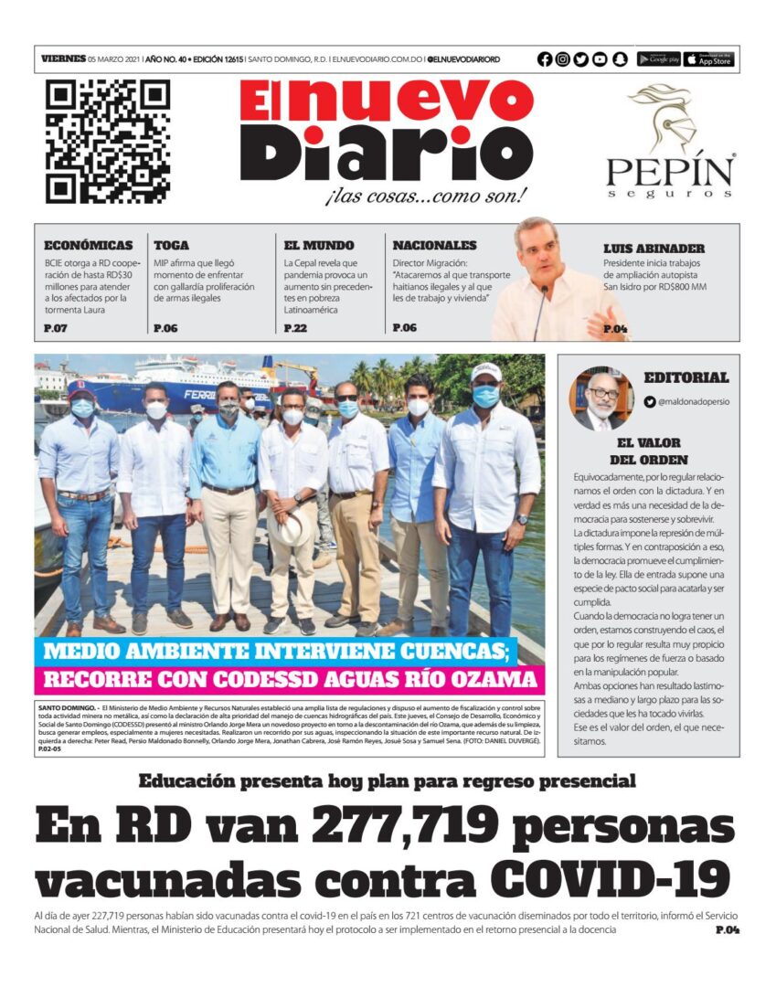 Portada Periódico El Nuevo Diario, Viernes 05 de Marzo, 2021
