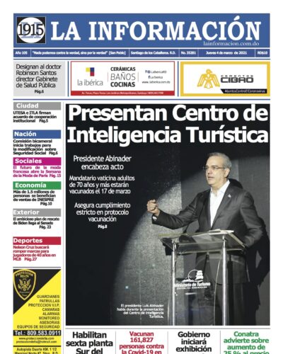 Portada Periódico La Información, Jueves 04 de Marzo, 2021