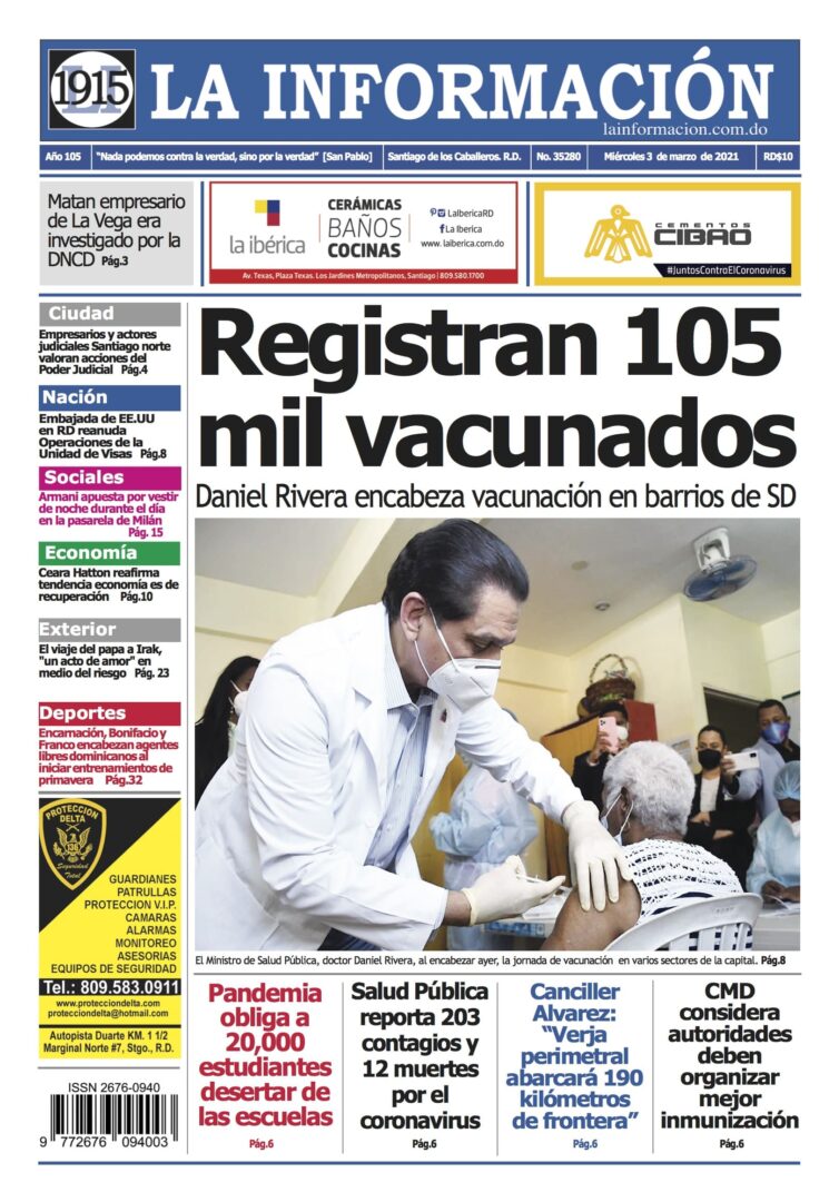 Portada Periódico La Información, Miércoles 03 de Marzo, 2021