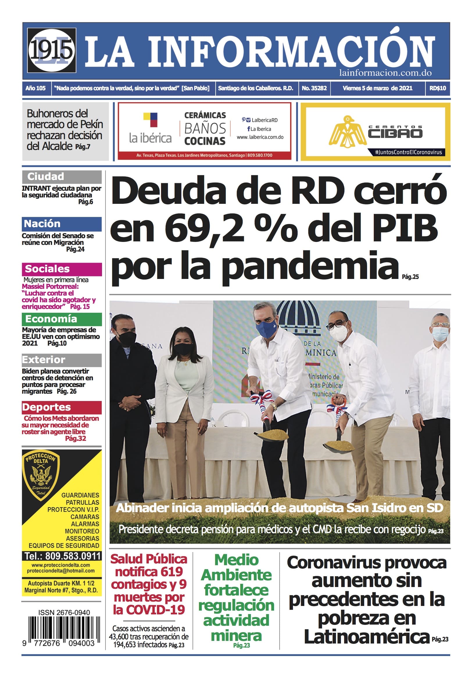 Portada Periódico La Información, Viernes 05 de Marzo, 2021