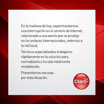 Avería Claro, Actualidad, 13 de Abril, 2021