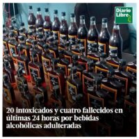 Bebidas Alcohólicas Adulteradas, Diario Libre, 21 de Abril, 2021