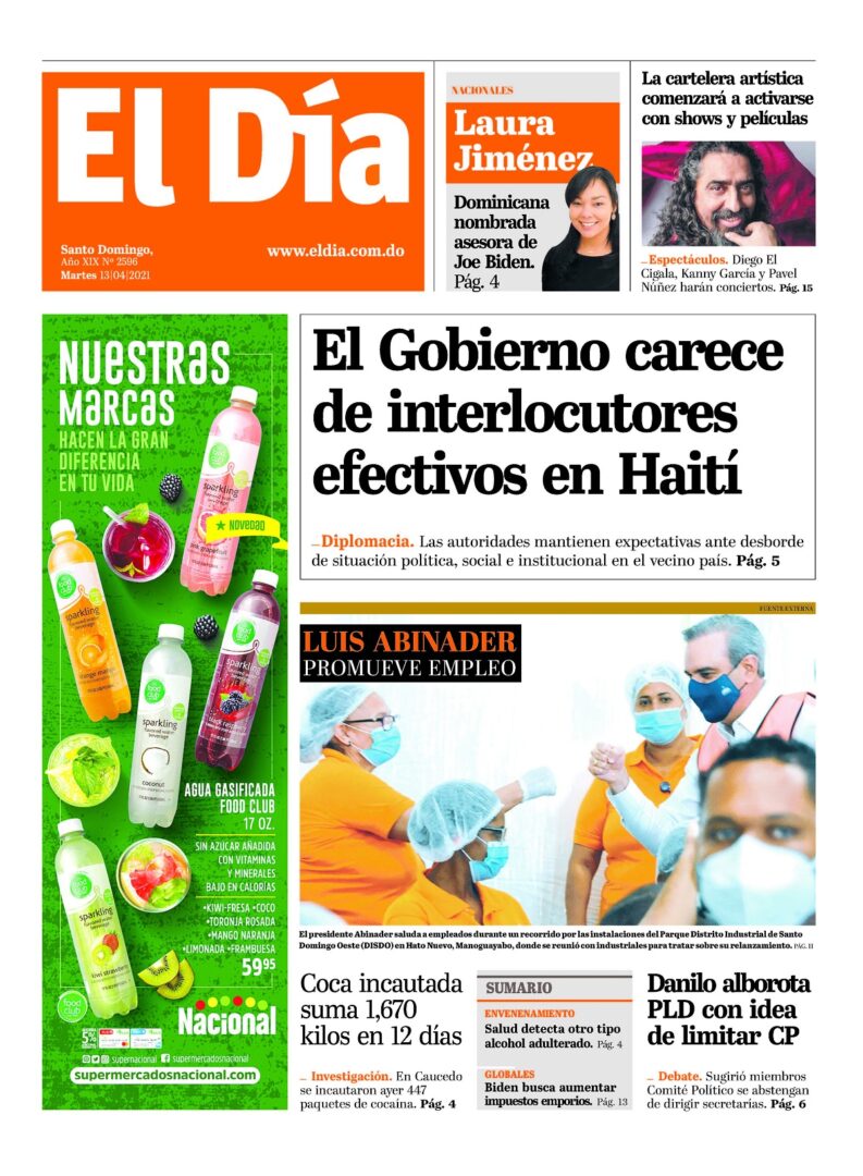 Portada Periódico El Día, Martes 13 de Abril, 2021