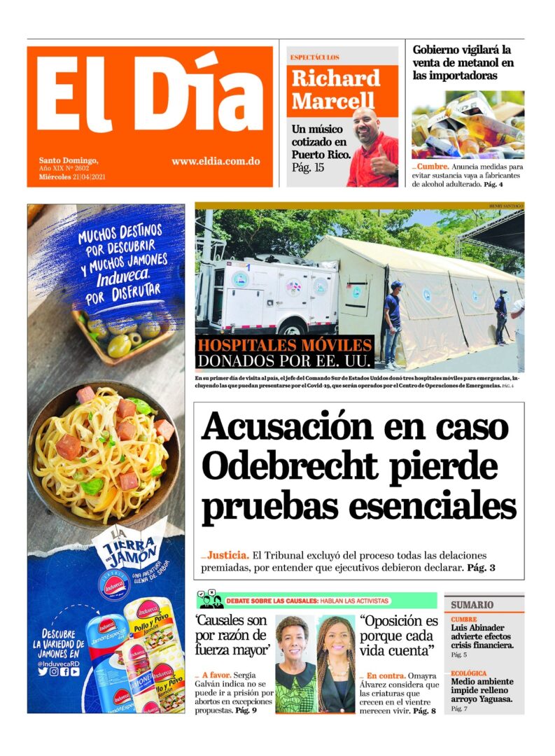 Portada Periódico El Día, Miércoles 21 de Abril, 2021