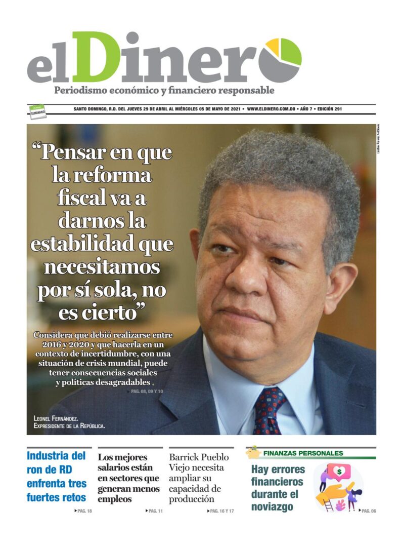 Portada Periódico El Dinero, Jueves 29 de Abril, 2021