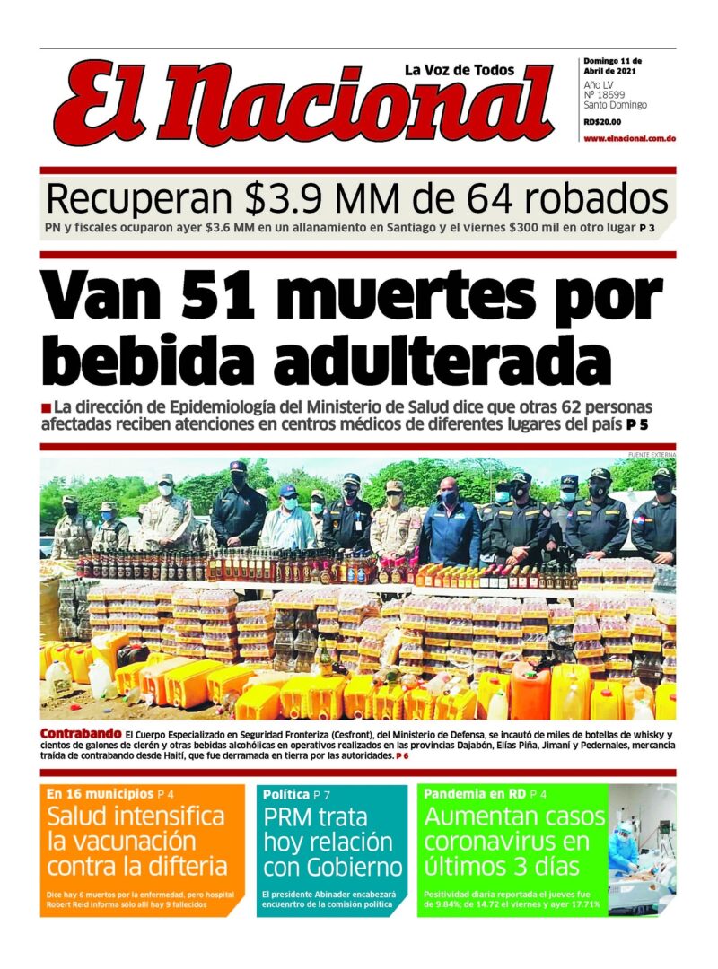 Portada Periódico El Nacional, Domingo 11 de Abril, 2021