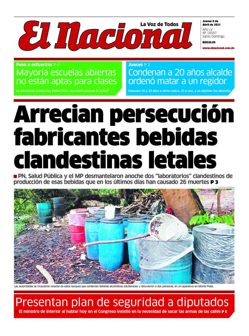 Portada Periódico El Nacional, Jueves 08 de Abril, 2021