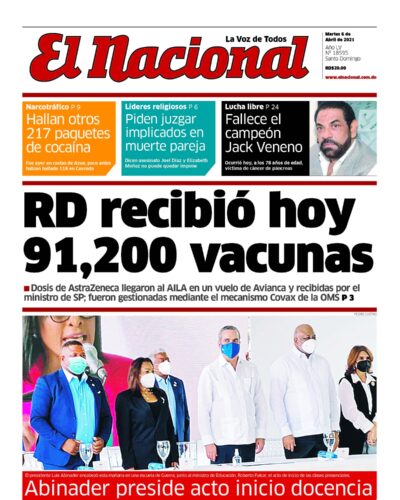 Portada Periódico El Nacional, Martes 06 de Abril, 2021