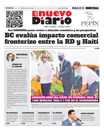 Portada Periódico El Nuevo Diario, Miércoles 28 de Abril, 2021