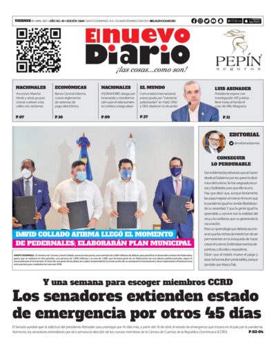 Portada Periódico El Nuevo Diario, Viernes 09 de Abril, 2021