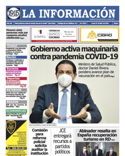 Portada Periódico La Información, Lunes 19 de Abril, 2021