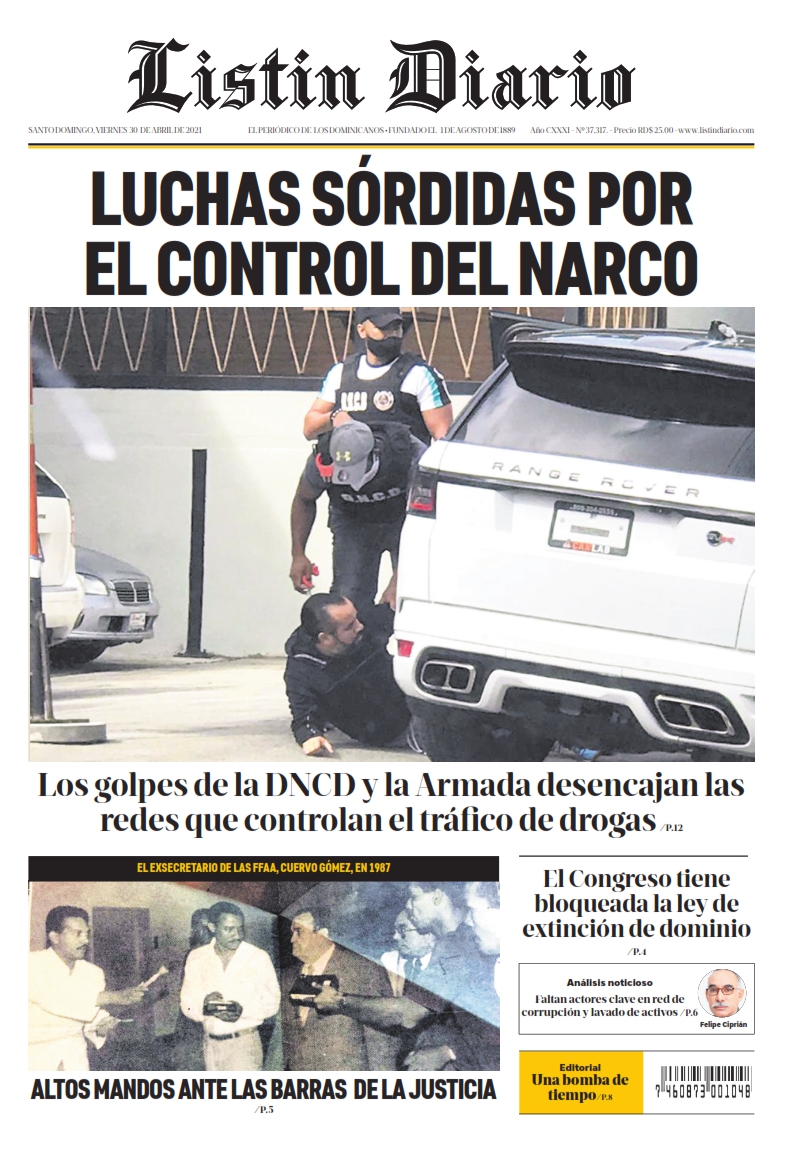 Portada Periódico Listín Diario, Viernes 30 de Abril, 2021