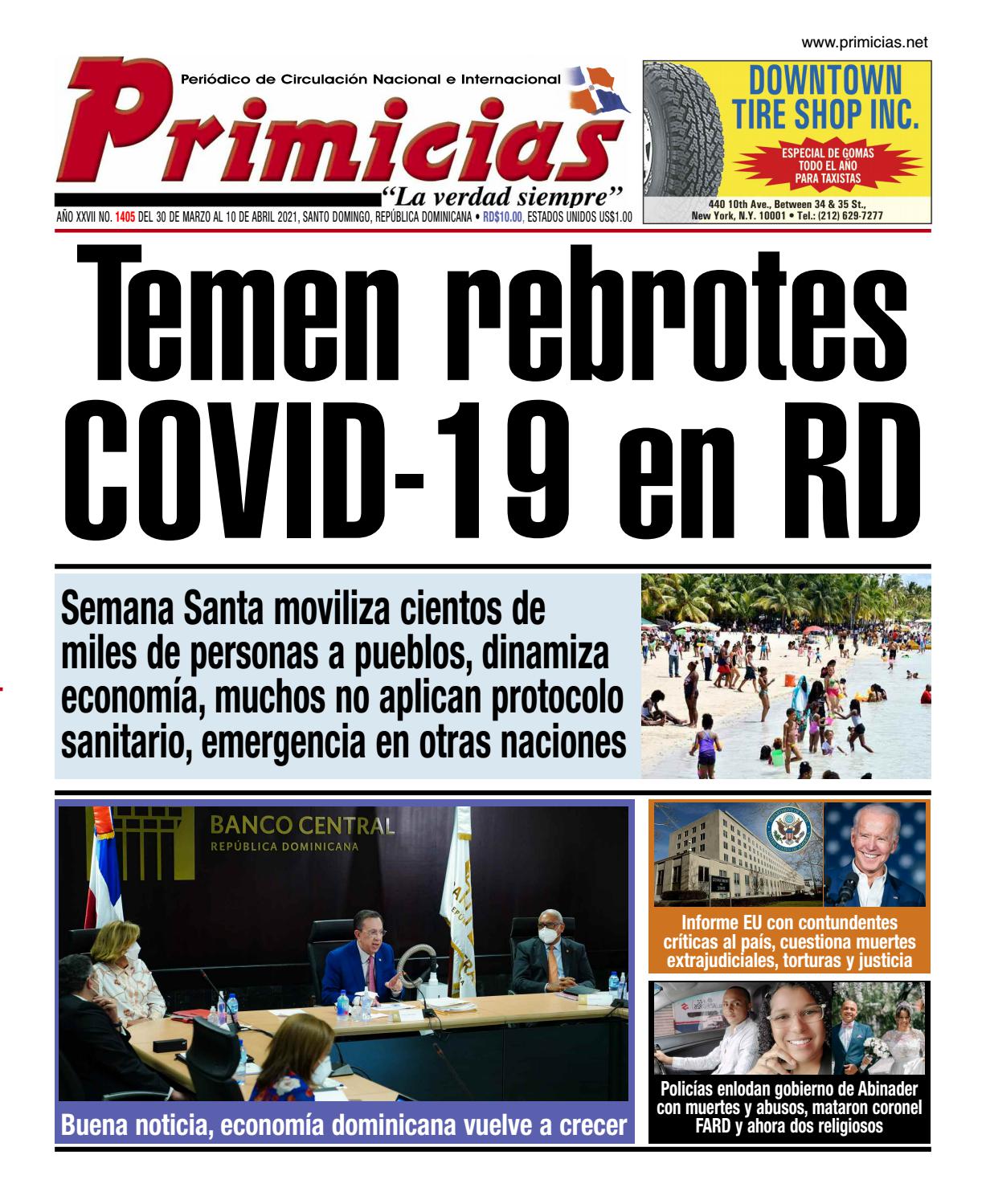 Portada Periódico Primicias, Lunes 05 de Abril, 2021
