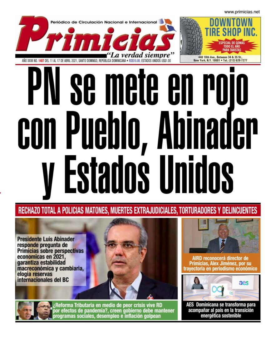 Portada Periódico Primicias, Lunes 19 de Abril, 2021