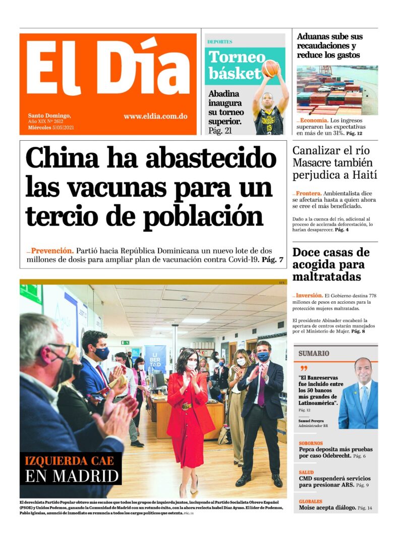 Portada Periódico El Día, Miércoles 05 de Mayo, 2021
