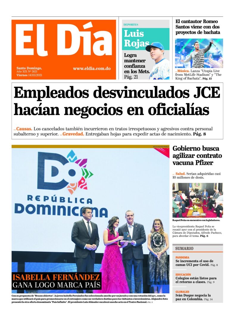 Portada Periódico El Día, Viernes 14 de Mayo, 2021
