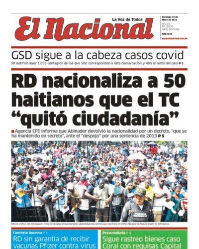 Portada Periódico El Nacional, Domingo 23 de Mayo, 202