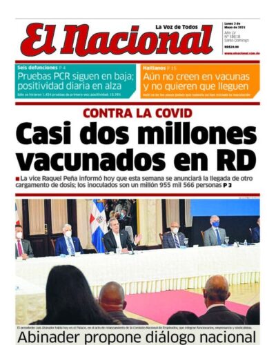 Portada Periódico El Nacional, Lunes 03 de Mayo, 2021