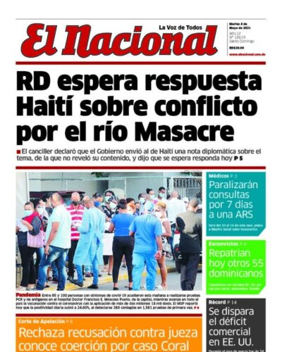 Portada Periódico El Nacional, Martes 04 de Mayo, 2021