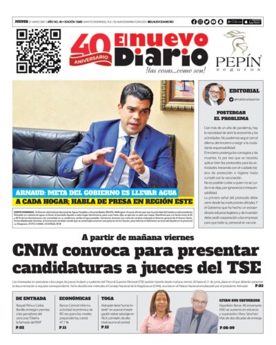 Portada Periódico El Nuevo Diario, Jueves 27 de Mayo, 2021