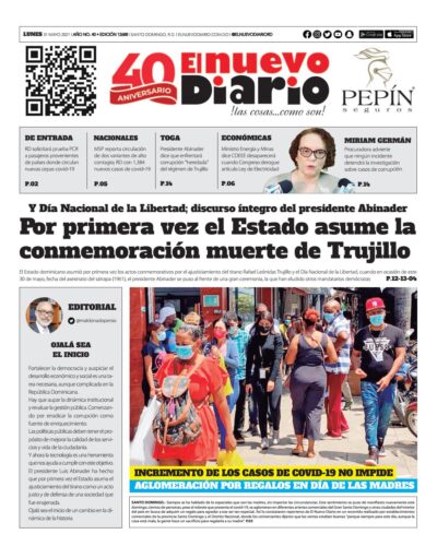 Portada Periódico El Nuevo Diario, Lunes 31 de Mayo, 2021