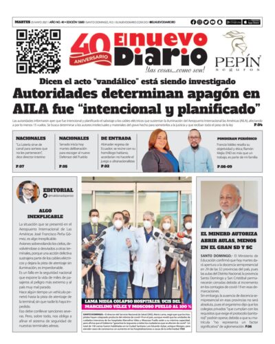 Portada Periódico El Nuevo Diario, Martes 25 de Mayo, 2021