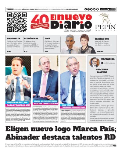 Portada Periódico El Nuevo Diario, Viernes 14 de Mayo, 2021