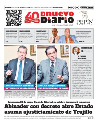 Portada Periódico El Nuevo Diario, Viernes 28 de Mayo, 2021