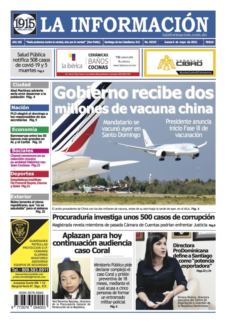 Portada Periódico La Información, Jueves 06 de Mayo, 2021